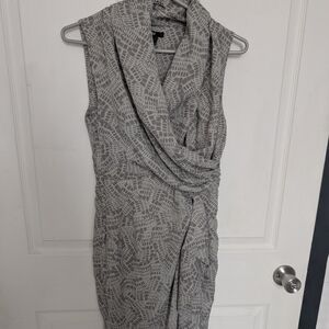 H And M Sleeveless Gray Draped Wrap Dress Size 6
